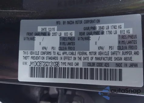 2016 Mazda Cx-3 Sport из США, поврежденный, VIN JM1DKDB72G0131096